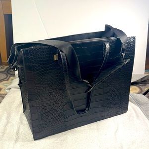 Beis Large Black Croc Work Tote